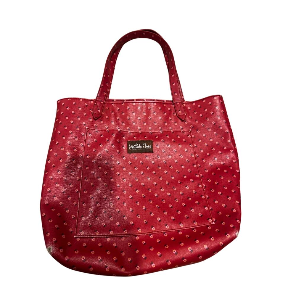 Matilda Jane Red Floral Print Faux Leather Tote Bag Large Shoulder Purse